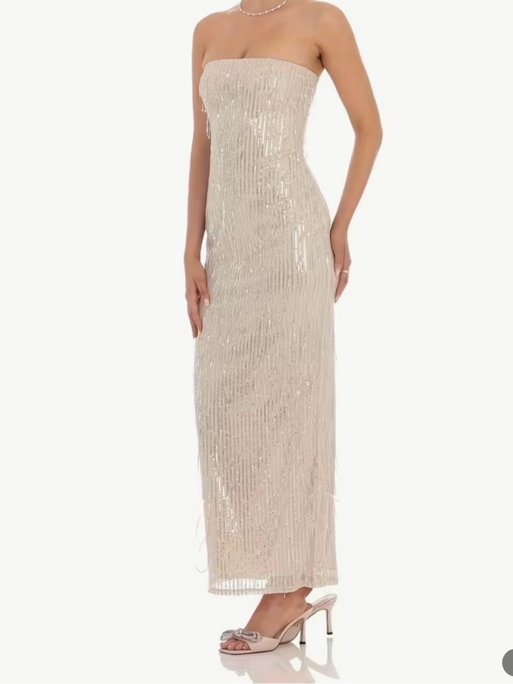 Strapless Sequin Column Dress in Champagne